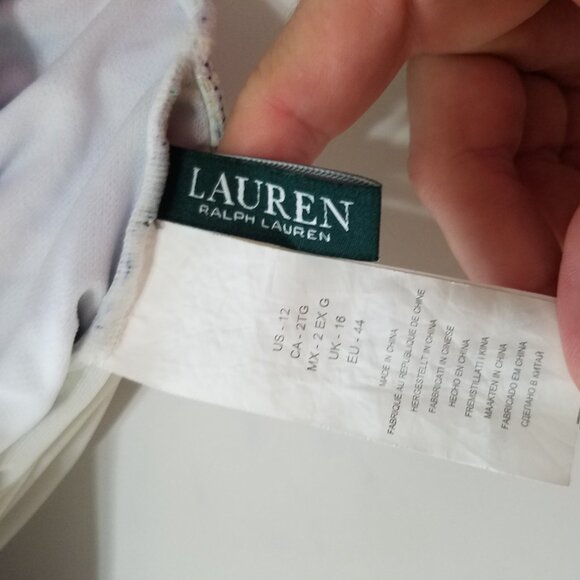 Lauren Ralph Lauren Tropical Leaf Print Swimsuit One Piece Multicolor Size 12 - Picture 9 of 10